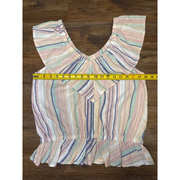 Ava James Striped shirt size MED linen and rayon - Picture 6 of 6